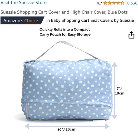 Suessie Shopping Cart Cover and High Chair Cover Blue Dots multi purpose baby - Picture 3 of 6
